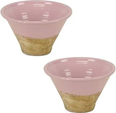 Produktbild von Topf Keramik rosa/natur glasiert Harztopf Ø15cm H11cm Blumentopf Tontopf 2 Stück