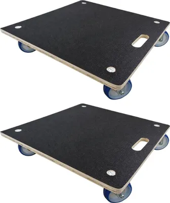 Produktbild von Profi Transportroller HERCULES | BxT 58x58 cm | Traglast 300 kg | 4 Gummirollen & Griff | Siebdruckplatte | 2 Stück | Rollbrett für Möbel Möbelroller Transporthilfe Pflanzen Werkstatt