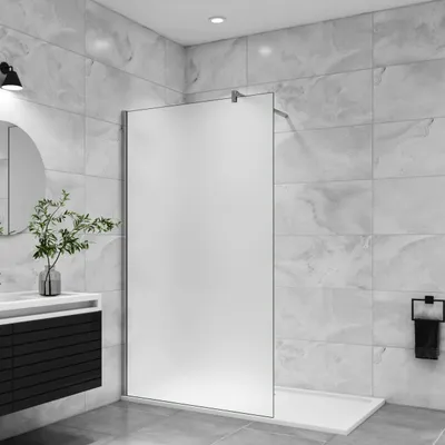 Produktbild von 140x200cm WALK IN Duschwand Milchglas 10mm NANO ESG Glas Duschabtrennung+ StabilisierungsStange 140cm