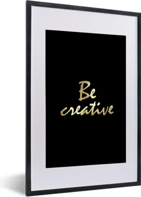 Produktbild von MuchoWow® Gerahmtes Poster Zitate - Kreativ - Gold 40x60 cm - Poster mit Schwarzem Bilderrahmen Wandposter Rahmen Foto Bilder - Poster in Rahmen