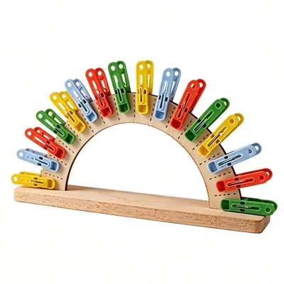 Produktbild von Lernspiel Holz Clip Set Farbzuordnung & Formerkennung Mit 20 Aufgaben Karten Ideal für Kindergarten Zuhause Senioren