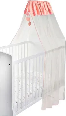 Image de Ciel de lit Lapinou, Corail, Blanc, 150 x 270 cm, Chambre Bébé