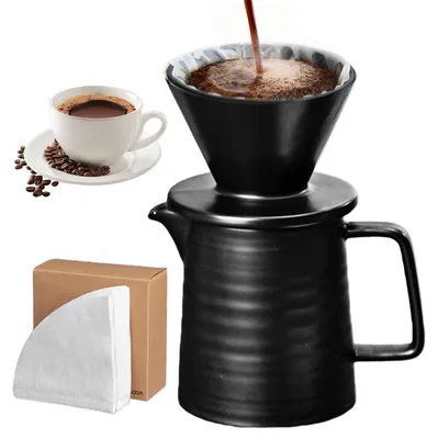 Pour-Over-Kaffeefilter aus Porzellan mit Becher, 450 ml, 100 Filter