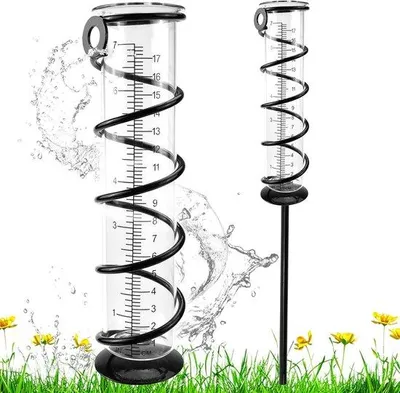 Zdjęcie produktu dla Miernik opadów do ogrodu – zewnętrzny miernik opadów – 1 sztuka – przezroczyste szkło – 17 cm