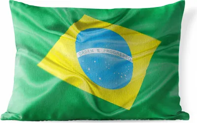 Produktbild von MuchoWow® Outdoor Kissen - Nahaufnahme der Flagge von Brasilien - 50x30 cm - Wetterfest - Lounge Kissen - Sofa kissen - Wohnzimmer Dekoration