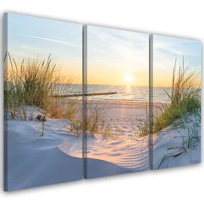 Immagine prodotto di Trittico su tela paesaggi - beige 60x40 cm Feeby beige quadro da parete pronto per essere appeso