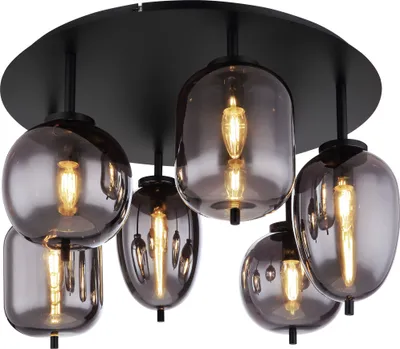 Produktbild von Globo Lighting Deckenleuchte Metall schwarz matt, 6x E14