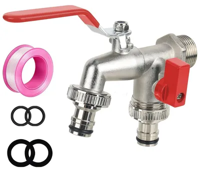 2-Wege-Wasserverteiler aus Edelstahl, für Waschmaschine und Gartenschlauch
