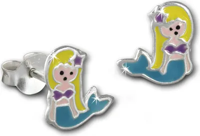 Produktbild von Teenie-Weenie Ohrstecker Kinder Silber bunt Meerjungfrau Ohrringe SDO8145H