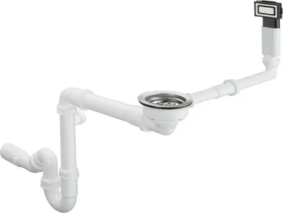 Produktbild von hansgrohe Ab- u. Überlaufgarnitur D14-10 Edelstahl, manuell, für Einzelbecken