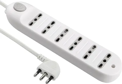 Zdjęcie produktu dla Listwa zasilająca Electraline 62004 z kablem – 6 gniazd dwubiegunowych – 1,5 m – biała