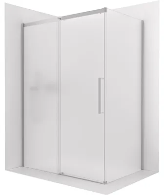 Obrázek produktu pro Sprchový kout Lantono - levá - 8 mm - Soft-Close - chrom, mléčné sklo - 150x100 cm - posuvný