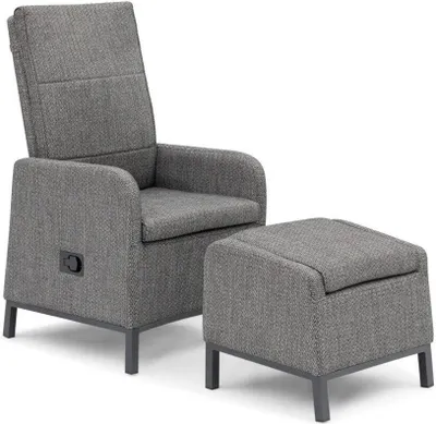 Produktbild von Relaxsessel mit Fußhocker Riga 73 x 61 x 107 cm Aluminium Outdoorstoff Grau