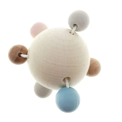 Productafbeelding van Baby speelgoed, rammelaar, houten bol, naturel, afmetingen 8x8x8 cm, nieuw