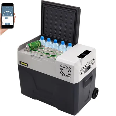 Immagine prodotto di Frigorifero per auto VEVOR, 30 l, compressore, piccolo frigorifero portatile, frigorifero per auto con scomparto congelatore, per veicoli, auto, camion, camper, barche, mini refrigeratore elettrico per la guida, i viaggi, la pesca, l'uso esterno e domestico