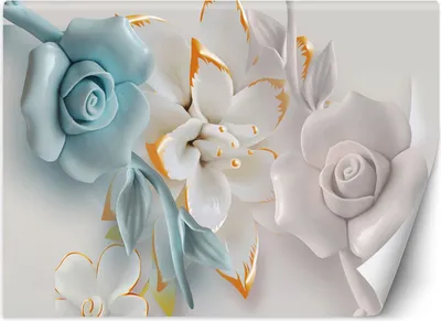 Produktbild von Vlies fototapete Blumen abstrakt 3D 300x210 cm Feeby Grau inkl. Kleber einfache Montage