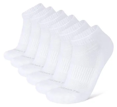 Productafbeelding van Sportsokken, 6 paar, voor heren en dames, hardloopsokken, maat 39-42 en 43-46, sportsokken, met padding, katoen, ademend, mesh, zwart, wit, grijs