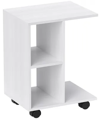 Produktbild von HOMCOM Beistelltisch in C-Form, Couchtisch mit Rollen für kleine Bereiche Weiß