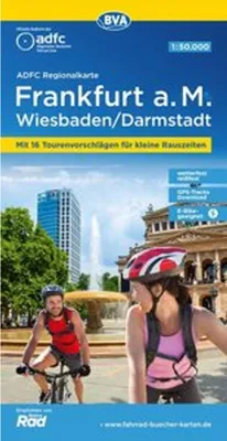 Immagine prodotto di Mappa regionale ADFC Francoforte a. M. Wiesbaden /Darmstadt, 1:50.000, con suggerimenti per escursioni giornaliere, resistente agli strappi e alle intemperie, adatta alle e-bike, download traccia GPS