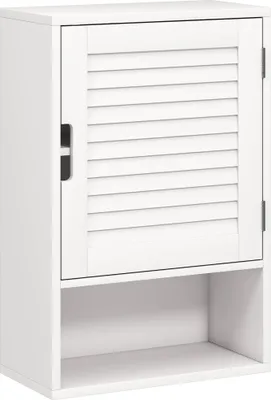 Produktbild von Badezimmerschrank Hängeschrank Wandschrank Badschrank mit 1 Tür, verstellbaren Ablagen 40 x 20 x 60 cm Weiß