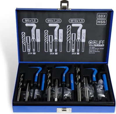 Produktbild von CCLIFE 88tlg Gewinde Reparatur Gewindereparatur Werkzeug Satz Auto M6 M8 M10