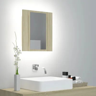 Produktbild von ZMH LED-Bad-Spiegelschrank Sonoma-Eiche 40x12x45 cm Acryl