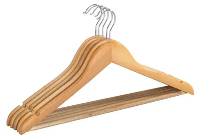 Holz-Kleiderbügel, 5 Stück, mit Hosenstange, 45 cm