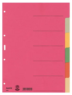 Zdjęcie produktu dla Leitz 4358-00-00 4358 Register - Karton, blanko, A4, 6 Blatt, farbig