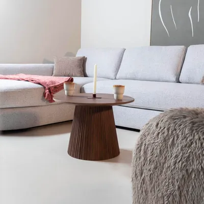 Productafbeelding van Salontafel Salvador Walnoot Rond 60cm - Giga Meubel
