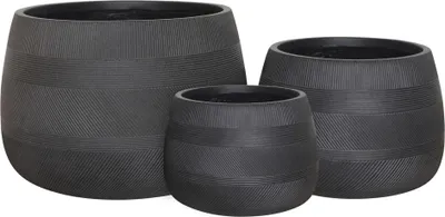 Immagine prodotto di Milani Home - set 3 vasi in fibra sintetica cm 55 l x 55 p x 37 h - Grigio scuro