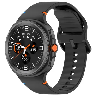 Produktbild von Stravo Silikon Sportarmband kompatibel mit Samsung Galaxy Watch 9 / 8 / 8 Classic (40/44/46 mm) – Weiches Ersatzband für Alltag & Fitness – Schwarz