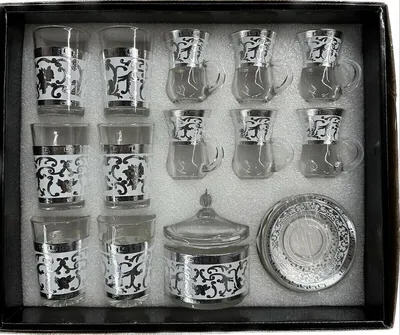 Produktbild von 20 tlg Set aus 12 Gläsern mit Zuckerdose in Silber