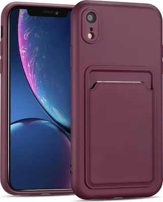 Immagine prodotto di Custodia per cellulare per Apple iPhone XR Custodia in silicone con slot per schede Slim Wallet Case, Raspberry
