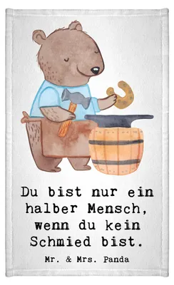Produktbild von Mr. & Mrs. Panda Handtuch Schmied Herz - Weiß - Geschenk, Klein, Gästehandtuch 30x50, Mini-Handtuch, Gäste-WC, Kleines
