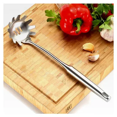 Produktbild von Spaghetti Löffel aus Edelstahl, Nudellöffel für das Kochen von Pasta, spülmaschinenfest (35 cm)