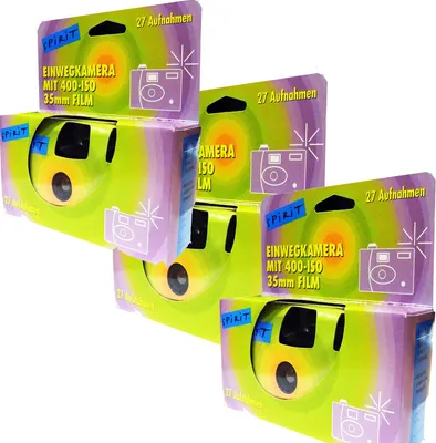 Produktbild von 3x Einwegkamera Spirit grün/blau MHD 03.2026