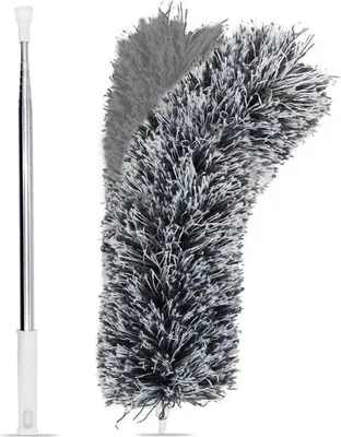 Produktbild von Teleskop-Staubwedel, Edelstahl-Teleskopstange, Mikrofaser-Staubwischer, Staubbesen mit biegbaren Eckbürsten, müheloses Entfernen von Staub und Spinnweben, extra lang 78-282 cm