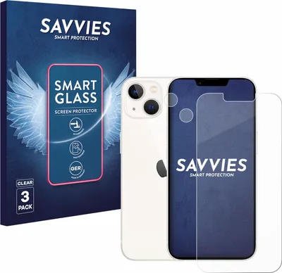 Produktbild von 3x Savvies Schutzglas Folie für Apple iPhone 13 (Display+Kamera) 9H Panzer Schutzfolie Glas Displayschutz klar transparent