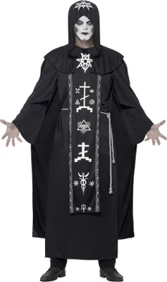 Image de Costume rituel de sorcier pour hommes Costume d'Halloween noir et blanc