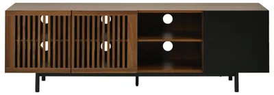 Produktbild von TV-Möbel im Nussbaum- und Schwarz-Look mit gerillten Türen, 160 cm breit
