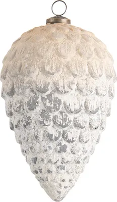 Obrázek produktu pro Clayre & Eef Vánoční ozdoba XL Ø 13x20 cm z bílého šedého skla