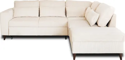 Image de Best Mobilier Aubepine - canapé d'angle réversible 5 places - convertible avec coffre - en velours côtelé , Beige