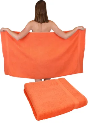 Produktbild von Betz 2 Stück Duschtücher 70 x 140 cm PREMIUM 100% Baumwolle Liegetuch Strandtuch   Farbe: blutorange