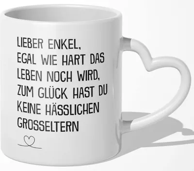 Produktbild von 22Feels Enkel Geschenk 18. Geburtstag Abitur Weihnachten Jungs Tasse von Oma Opa Haferl Männer Kaffeetasse Teenager Uni Abschluss Bachelor Master Konfirmation Firmung (Herzhenkel Weiss)