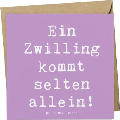 Produktbild von Mr. & Mrs. Panda Grußkarte Spruch Zwillingsgeschwister Liebe - Lavendeltraum - Geschenk, Geschenke, Klappkarte, doppelkarte, herzerwärmende Sprüche, Geschwister