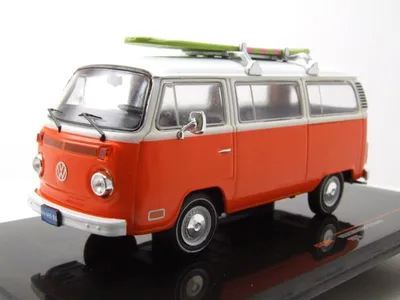 Produktbild von VW T2 Bus 1975 orange mit Surfbrett Modellauto 1:43 ixo models