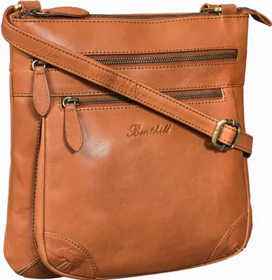 Produktbild von Benthill Umhängetasche Damen Leder | Schultertasche aus hochwertigem Rindsleder | Frauen Handtasche Echt-Leder | Vintage Bag Beutel Ledertasche