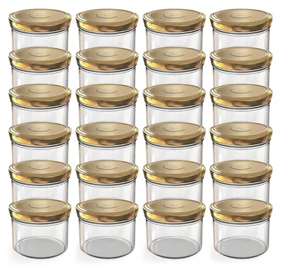 Produktbild von Einmachglas Sturzglas Marmeladenglas - 230 ml - Glas - Goldfarbener Schraubdeckel - 24 Stück