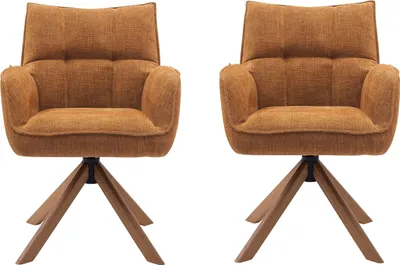 Produktbild von Armlehnstuhl >Marilla< (2er-Set) drehbar, Federkern, Chenille rostfarben - 59x86x65 (BxHxT)