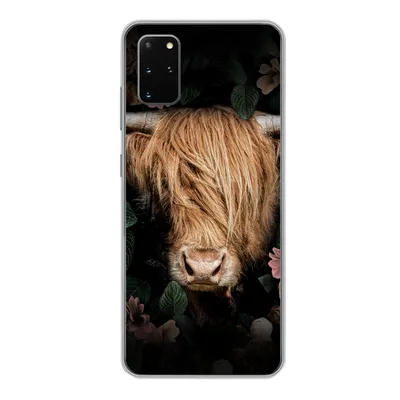 Produktbild von MuchoWow® Handyhülle Schutzhülle Hülle für Samsung Galaxy S20 Plus Schottischer Highlander - Kuh - Blätter Silikon Softcase Handy Hülle - Hartschale